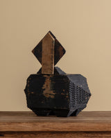 Black Tramp Art Jewelry Box w/ Diamond Mirror, 19th Century - Lone Fox