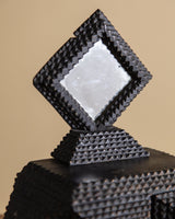 Black Tramp Art Jewelry Box w/ Diamond Mirror, 19th Century - Lone Fox