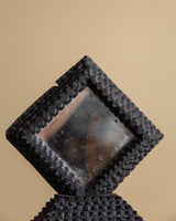 Black Tramp Art Jewelry Box w/ Diamond Mirror, 19th Century - Lone Fox