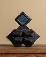 Black Tramp Art Jewelry Box w/ Diamond Mirror, 19th Century - Lone Fox