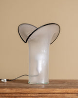 Black & White Sculptural Frosted Glass Table Lamp, Italy, 1980's - Lone Fox