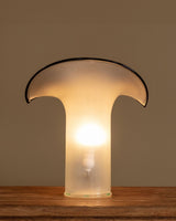 Black & White Sculptural Frosted Glass Table Lamp, Italy, 1980's - Lone Fox