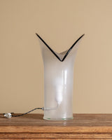 Black & White Sculptural Frosted Glass Table Lamp, Italy, 1980's - Lone Fox
