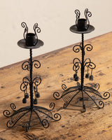 Black Wirework Taper Holders, Set of 2 - Lone Fox