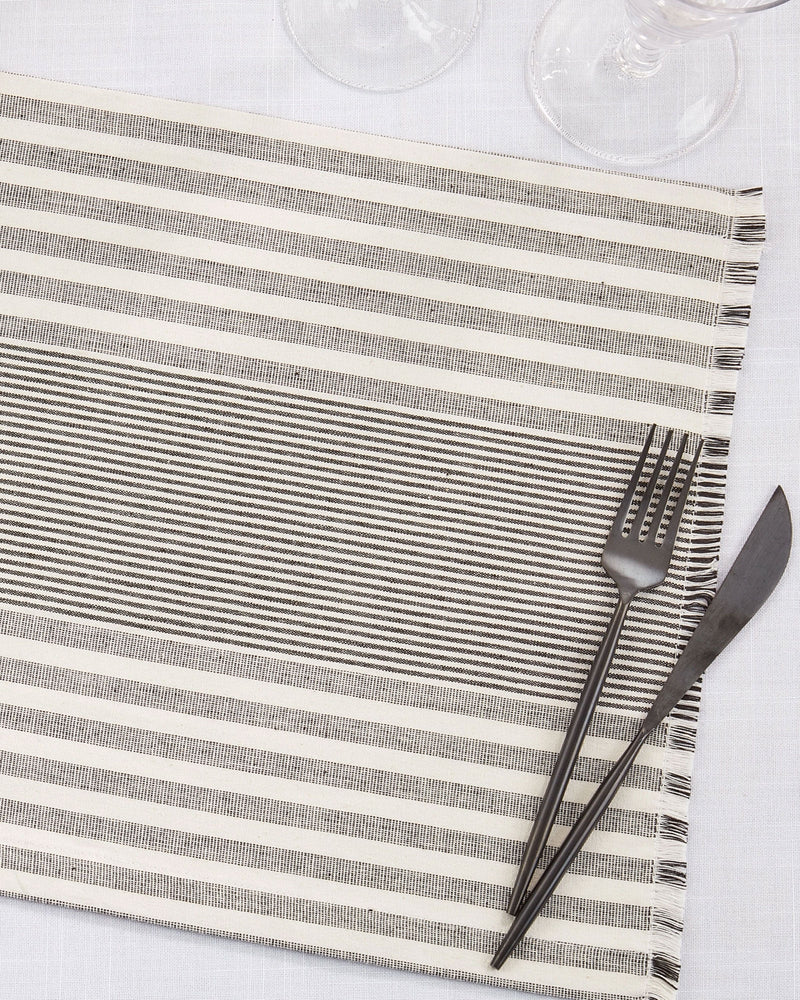 Black/White Stripe Placemat - Lone Fox