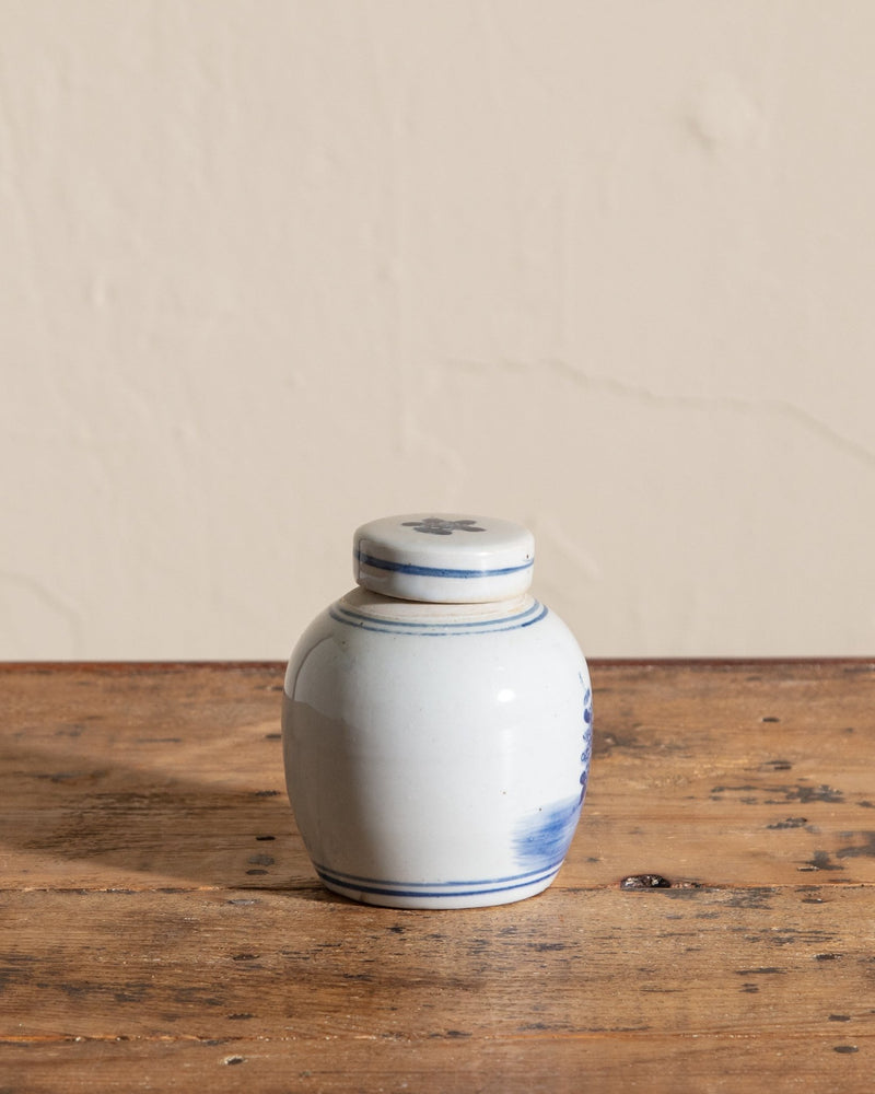 Blue and White Porcelain Bird Round Jar - Lone Fox