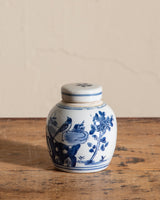 Blue and White Porcelain Bird Round Jar - Lone Fox