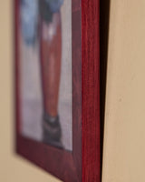 Blue Hydrangeas Still Life in Burgundy Burl Frame, Europe, Mid 20th Century - Lone Fox