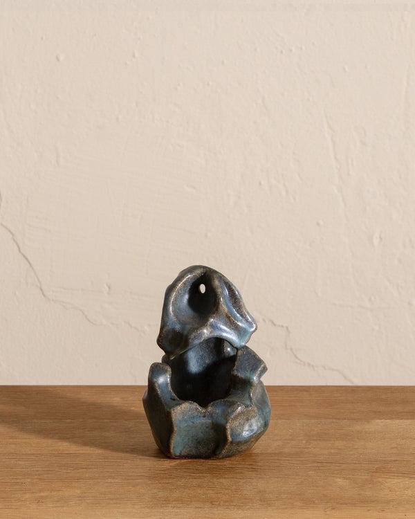 Blue Studio Pottery Sculpture, Signed - Lone Fox