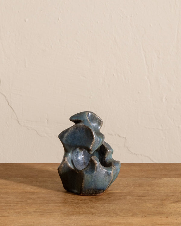Blue Studio Pottery Sculpture, Signed - Lone Fox