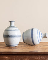 Blue/White Stripped Porcelain Jars (Set of 2) - Lone Fox