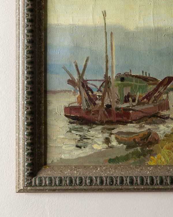 Boat along the Shore Impressionist Oil Painting - Lone Fox