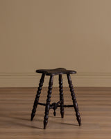 Bobbin Leg Carved Oak Stool, Early 1900's - Lone Fox