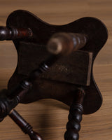 Bobbin Leg Carved Oak Stool, Early 1900's - Lone Fox