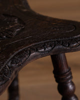 Bobbin Leg Carved Oak Stool, Early 1900's - Lone Fox