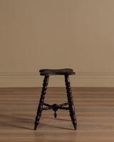 Bobbin Leg Carved Oak Stool, Early 1900's - Lone Fox