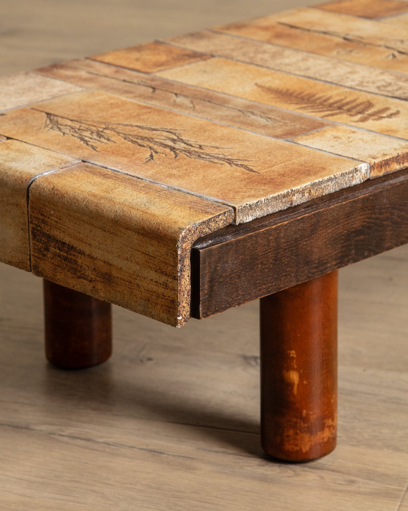 Botanical Tile Top Waterfall Coffee Table by Roger Capron, France, 1965 - Lone Fox