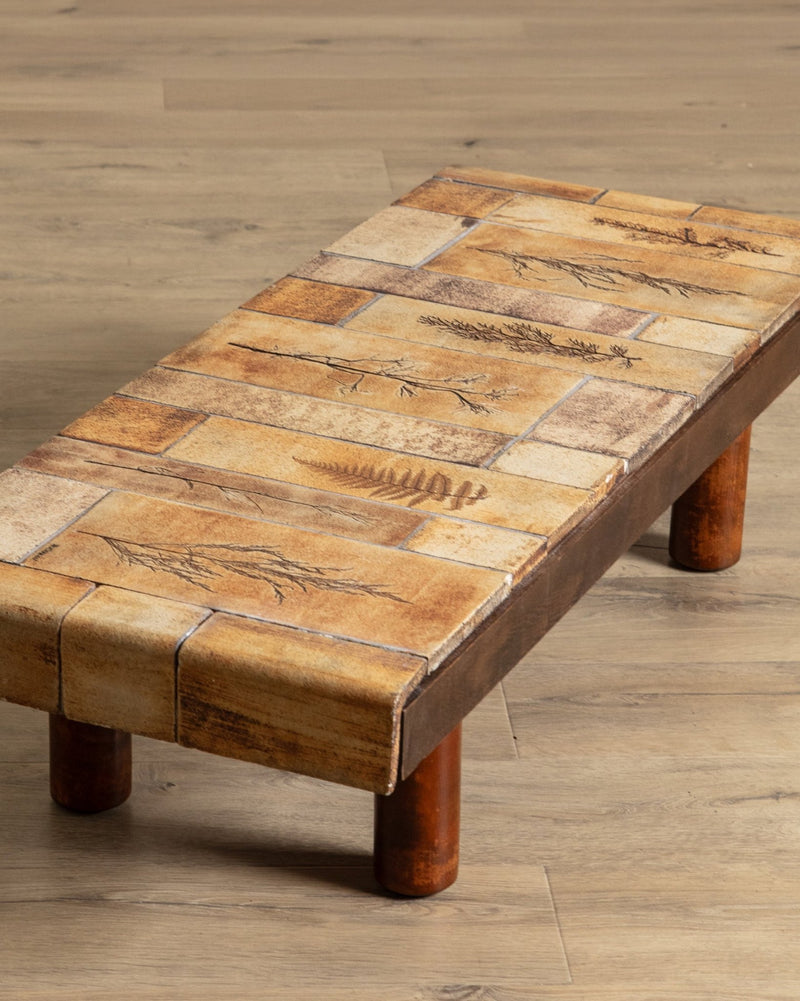 Botanical Tile Top Waterfall Coffee Table by Roger Capron, France, 1965 - Lone Fox