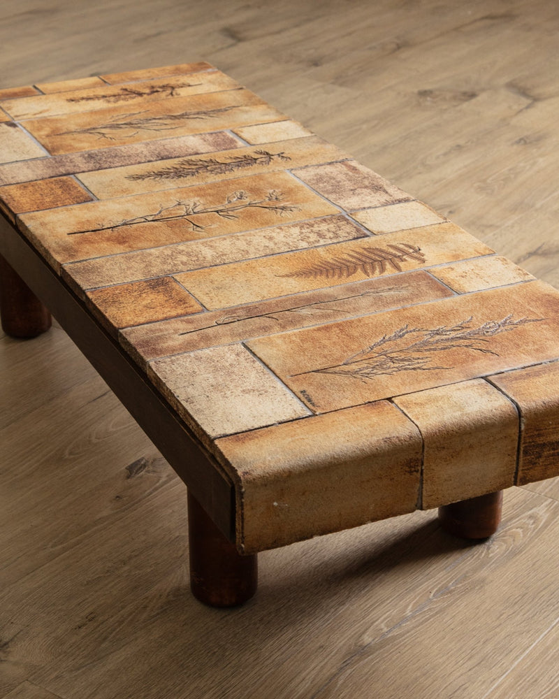 Botanical Tile Top Waterfall Coffee Table by Roger Capron, France, 1965 - Lone Fox
