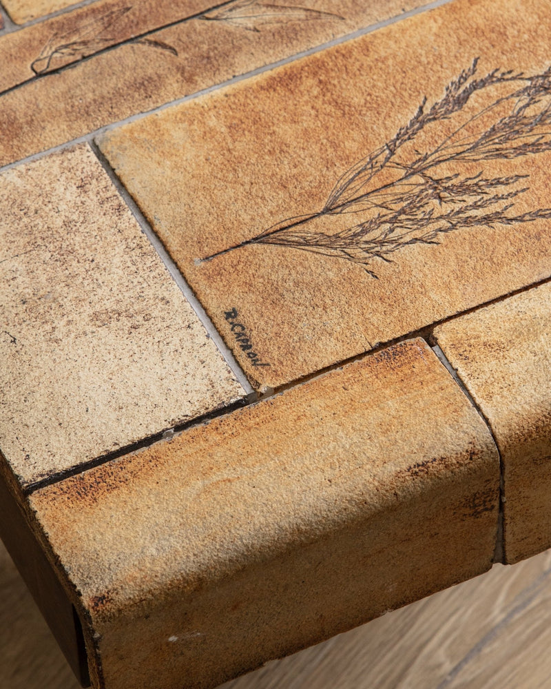 Botanical Tile Top Waterfall Coffee Table by Roger Capron, France, 1965 - Lone Fox