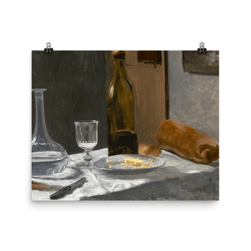 "Bottle, Carafe, Bread, and Wine" Art Print - Lone Fox