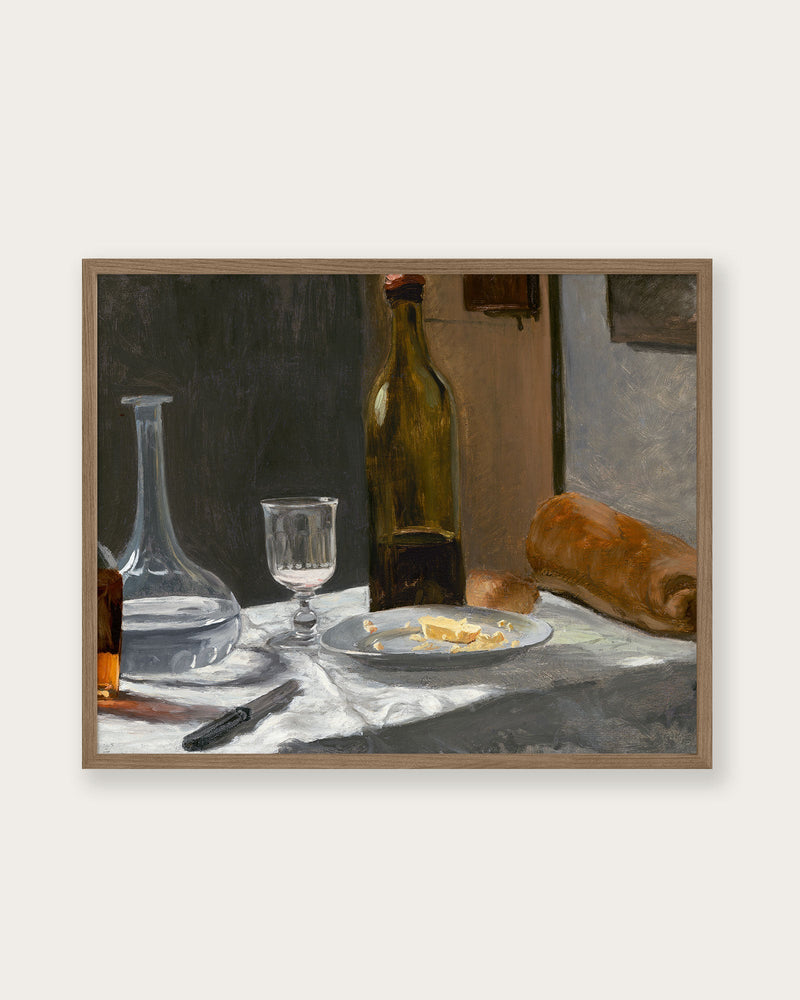 "Bottle, Carafe, Bread, and Wine" Art Print - Lone Fox