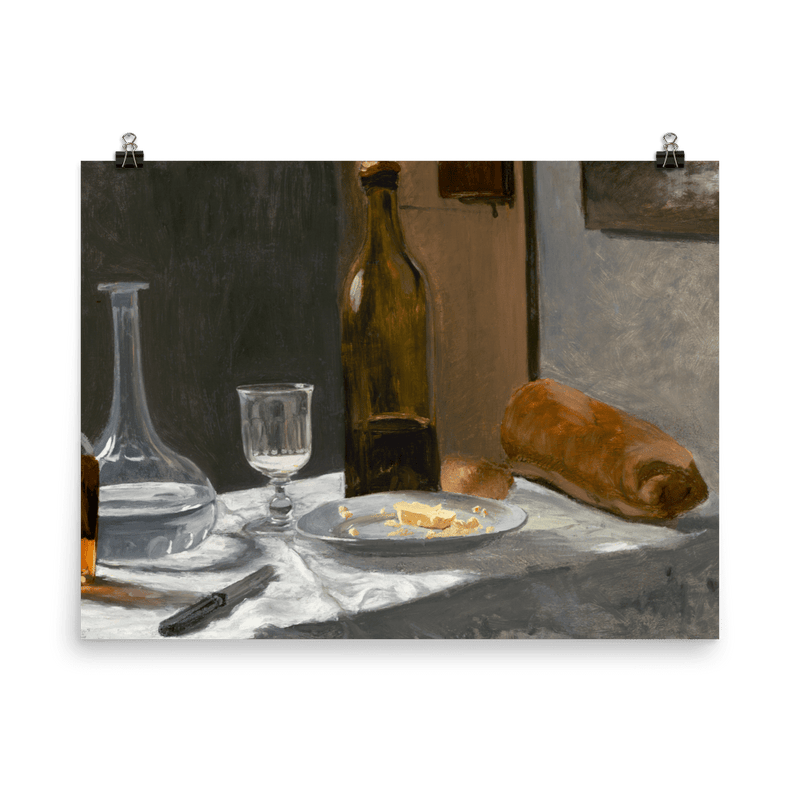 "Bottle, Carafe, Bread, and Wine" Art Print - Lone Fox