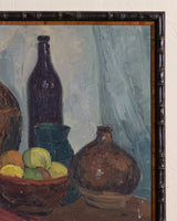 Bottles & Fruit Still Life Oil Painting by Vlad Nielsen, Denmark, 1969 - Lone Fox