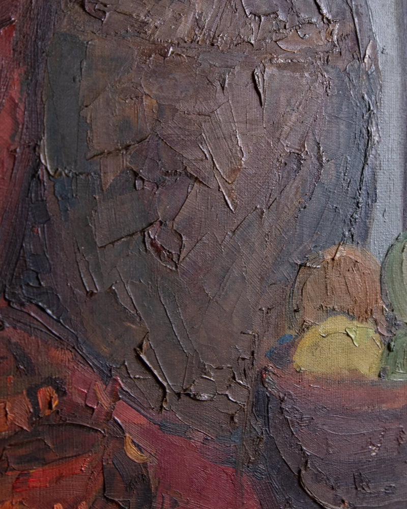Bottles & Fruit Still Life Oil Painting by Vlad Nielsen, Denmark, 1969 - Lone Fox