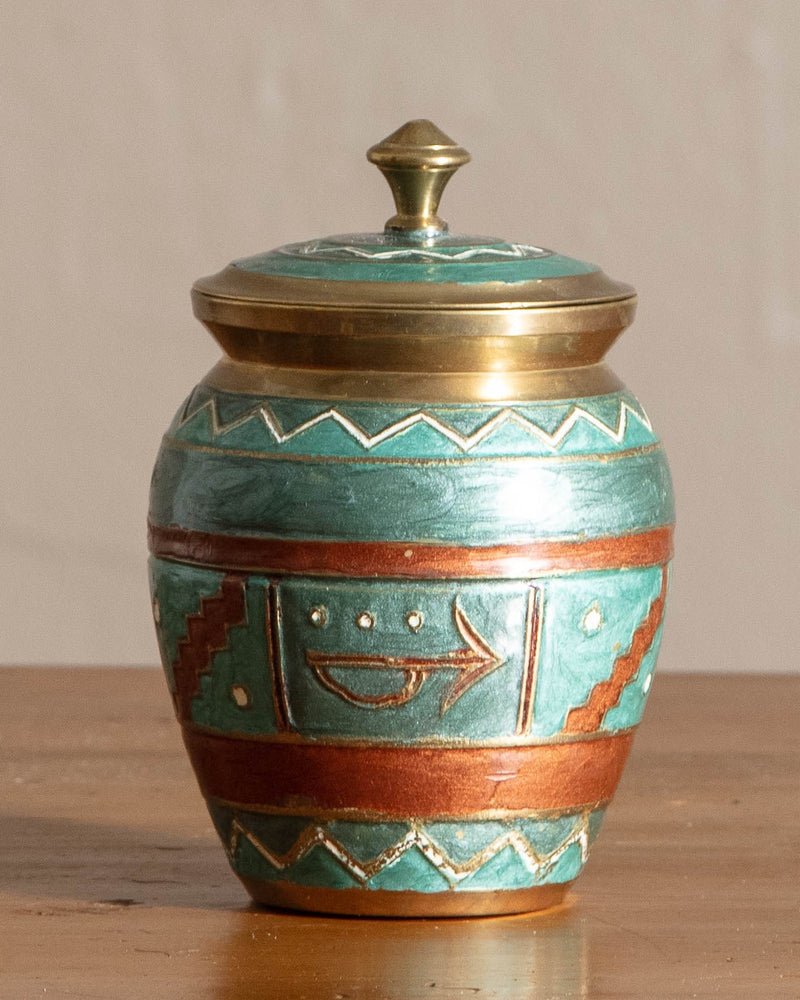 Brass and Enamel Lidded Pot - Lone Fox