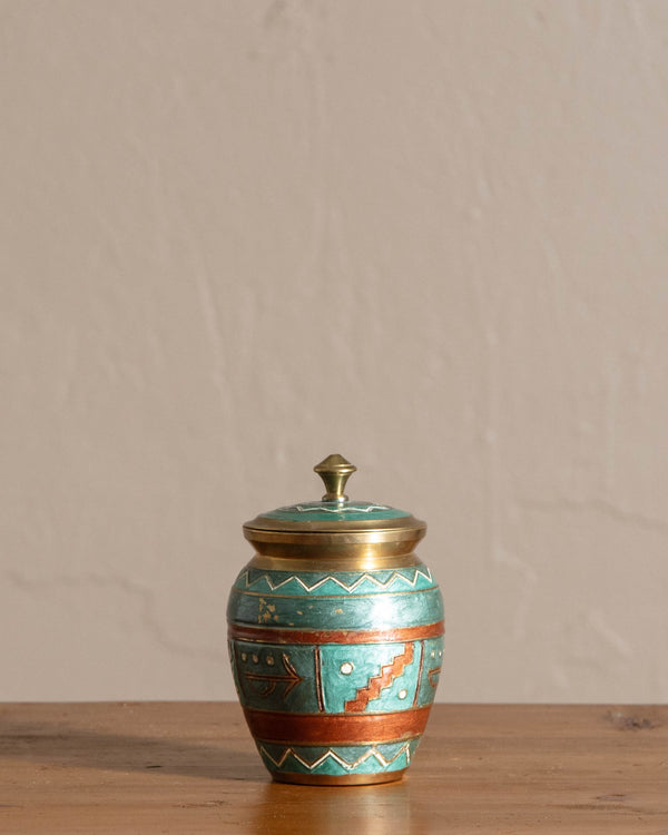 Brass and Enamel Lidded Pot - Lone Fox