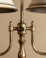 Brass & Cream Double-Shade Bouillotte-Style Table Lamp, France, 1950's - Lone Fox