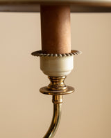 Brass & Cream Double-Shade Bouillotte-Style Table Lamp, France, 1950's - Lone Fox