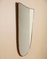 Brass Crescent Top Wall Mirror, Italy, 1950s - Lone Fox