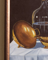 Brass & Glass Still Life Oil Painting in Copper Toned Frame by Roland Brower, 1970's - Lone Fox