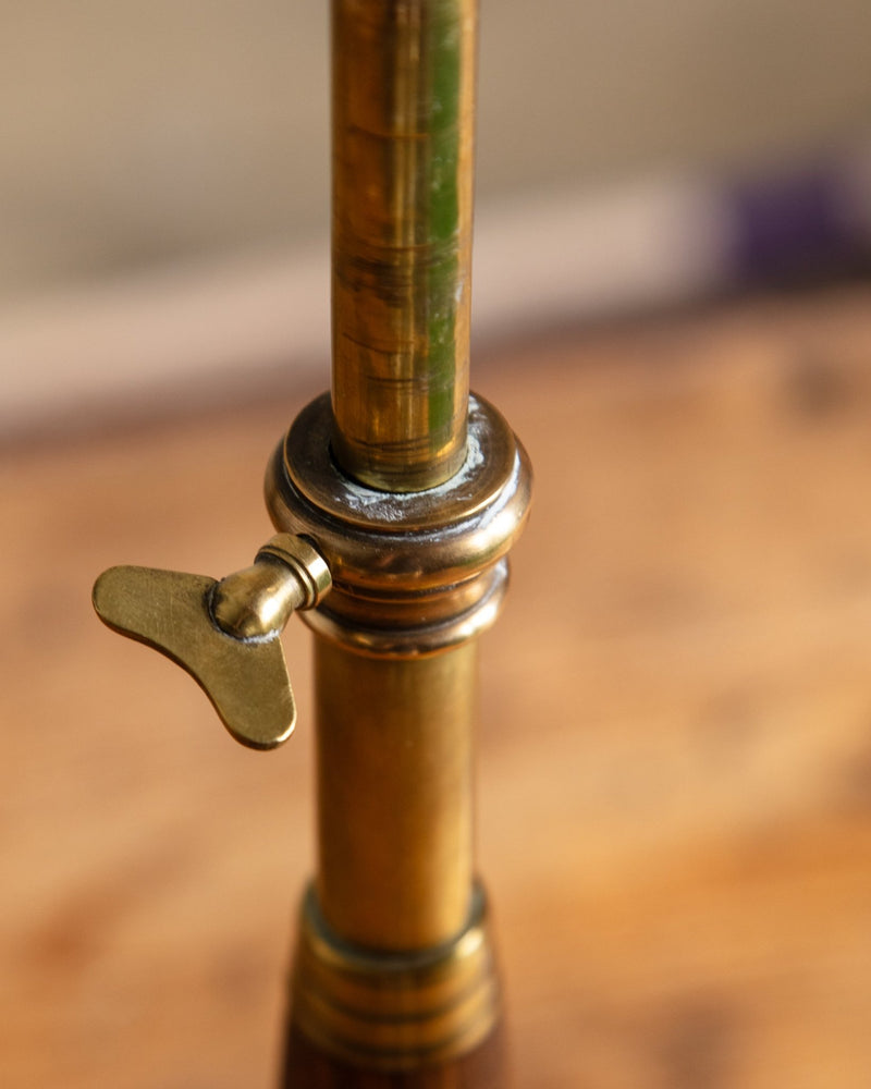 Brass & Green Glass Minsterial Lamp, Italy, 1920's - Lone Fox