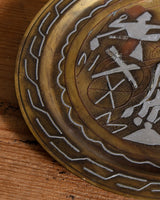 Brass Horse Plate w/ Silver and Copper Inlay, Egypt, 1960's - Lone Fox