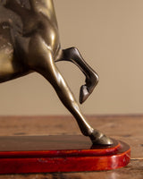 Brass Horse Statue on Wooden Base, 1970's - Lone Fox