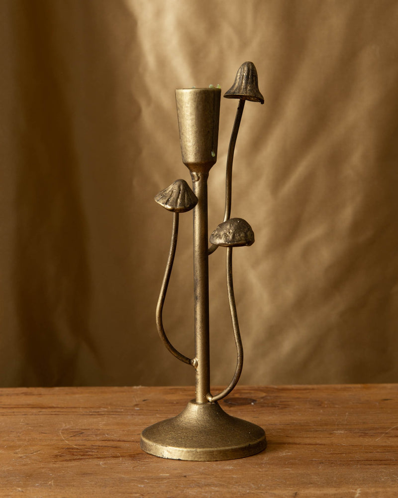 Brass Mushroom Taper Holder - Lone Fox