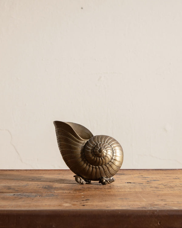 Brass Nautilus Seashell Footed Bowl, 1950's - Lone Fox