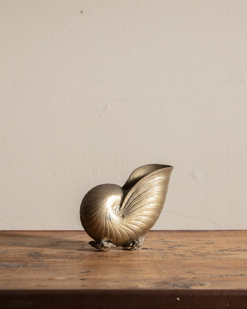 Brass Nautilus Seashell Footed Bowl, 1950's - Lone Fox