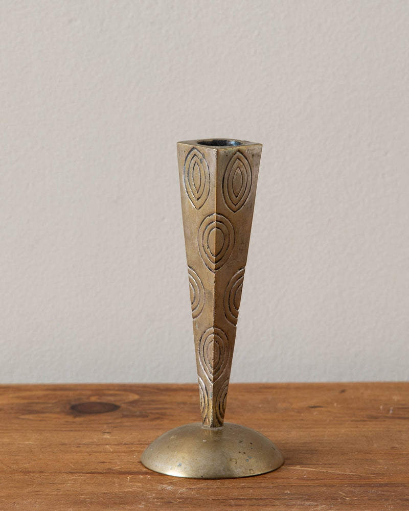 Brass Post Modern Taper Holder - Lone Fox