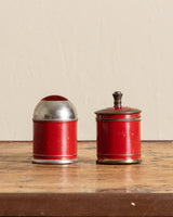 Brass & Red Lacquered Tray w/ Canisters Set - Lone Fox