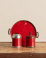 Brass & Red Lacquered Tray w/ Canisters Set - Lone Fox