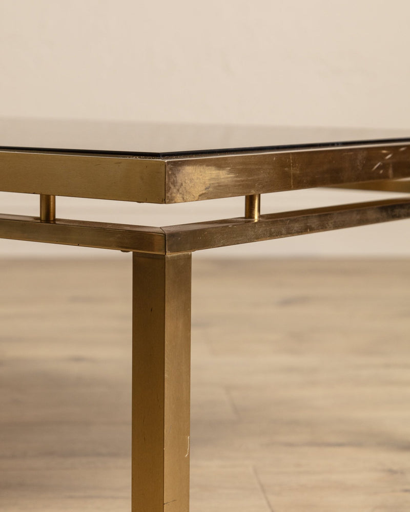 Brass & Smoked Glass Coffee Table Manner of Guy Lefevre, 1970's - Lone Fox