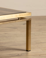 Brass & Smoked Glass Coffee Table Manner of Guy Lefevre, 1970's - Lone Fox