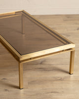 Brass & Smoked Glass Coffee Table Manner of Guy Lefevre, 1970's - Lone Fox