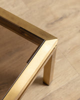 Brass & Smoked Glass Coffee Table Manner of Guy Lefevre, 1970's - Lone Fox