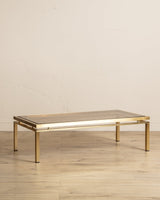 Brass & Smoked Glass Coffee Table Manner of Guy Lefevre, 1970's - Lone Fox