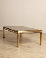 Brass & Smoked Glass Coffee Table Manner of Guy Lefevre, 1970's - Lone Fox